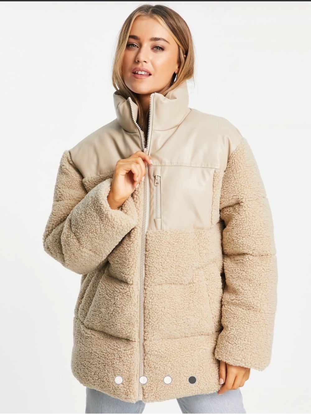 ASOS Beige Teddy Sherpa Zip Jacket